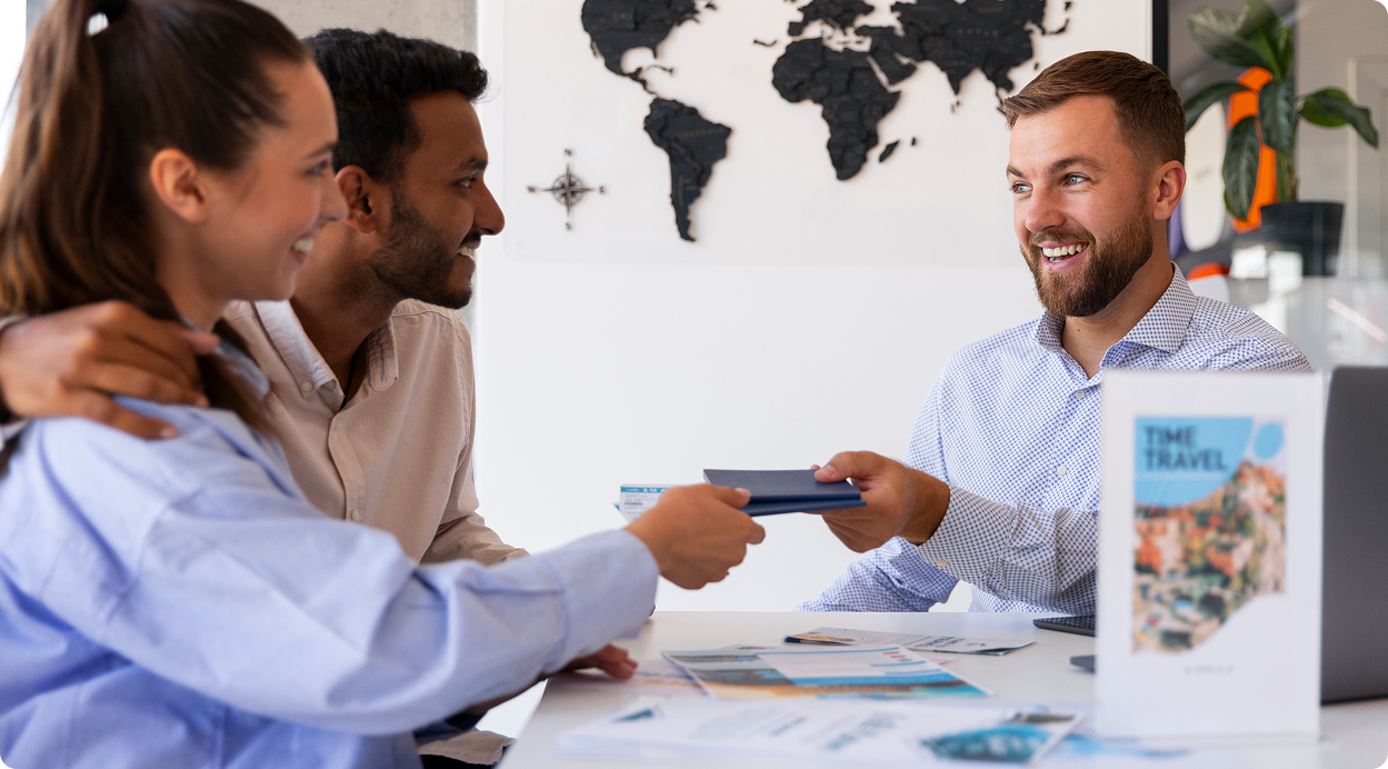 People in a coaching session discussing visa interview preparation